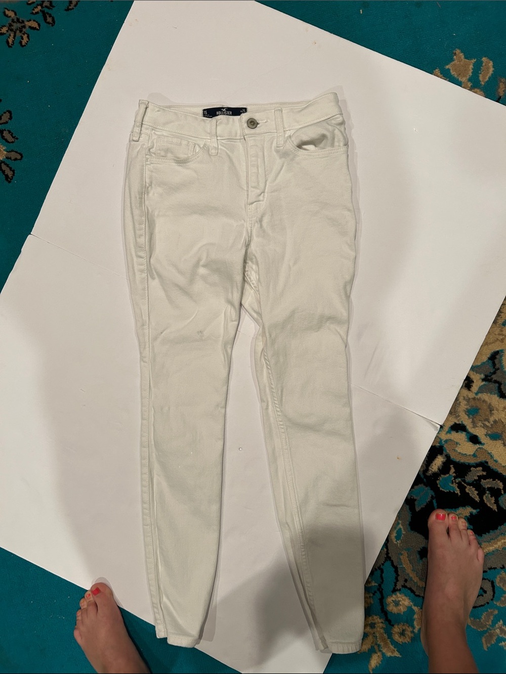 Hollister High Rise Super Skinny White Jeans Size 1S 25x27 Soft Stretch